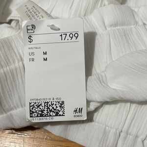 H&M White Ruched Crop Top